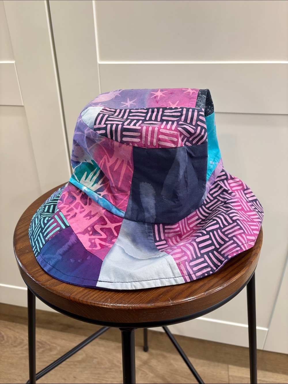 Reversible Multicolor Patterned Bucket Hat - Purple/Blue/Green - Picture 2 of 3